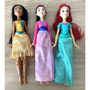 Disney Princess Doll Lot – Pocahontas, Mulan, Ariel – 11" Dolls with Outfits